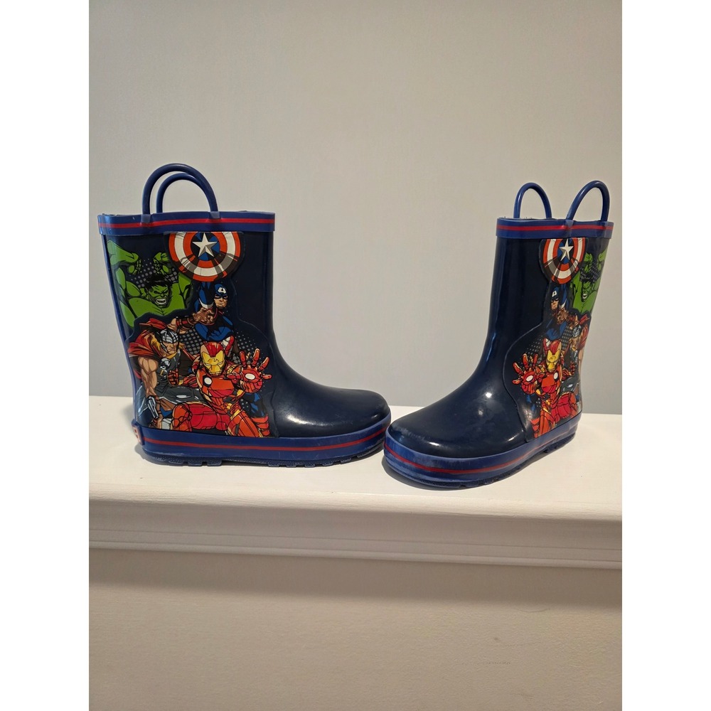 Kid's Marvel Avengers Rain Boots Navy Blue Iron Man Hulk Thor Captain America 12